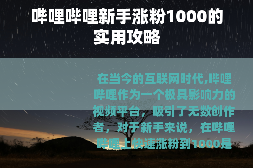 哔哩哔哩新手涨粉1000的实用攻略