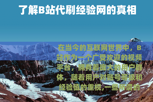 了解B站代刷经验网的真相
