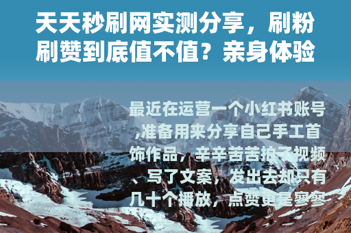 天天秒刷网实测分享，刷粉刷赞到底值不值？亲身体验告诉你