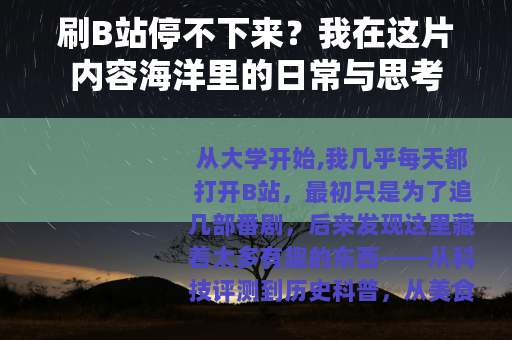 刷B站停不下来？我在这片内容海洋里的日常与思考
