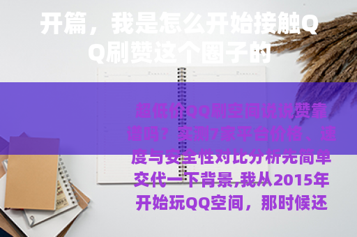 开篇，我是怎么开始接触QQ刷赞这个圈子的