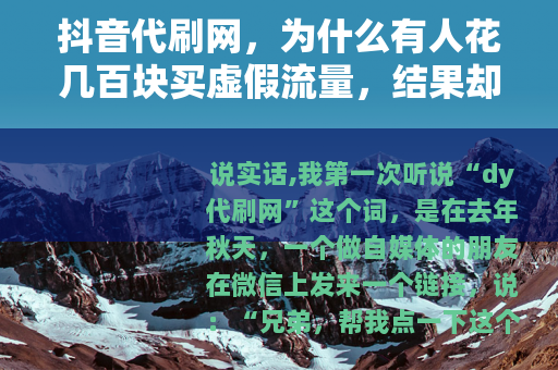 抖音代刷网，为什么有人花几百块买虚假流量，结果却从没后悔过？