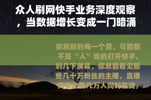 众人刷网快手业务深度观察，当数据增长变成一门暗涌的生意