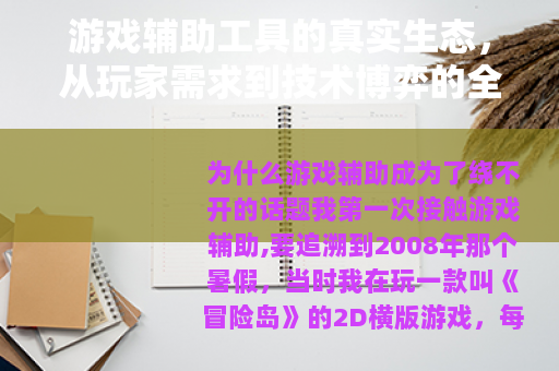 游戏辅助工具的真实生态，从玩家需求到技术博弈的全面解读