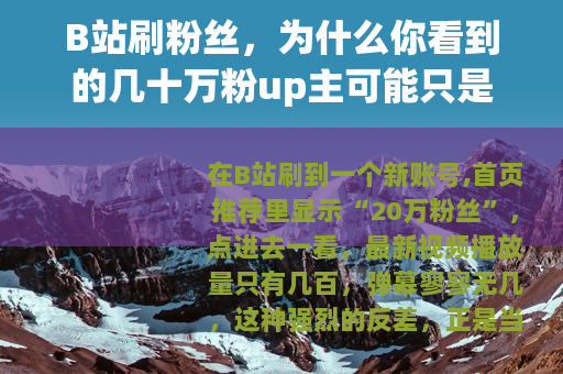 B站刷粉丝，为什么你看到的几十万粉up主可能只是泡沫？