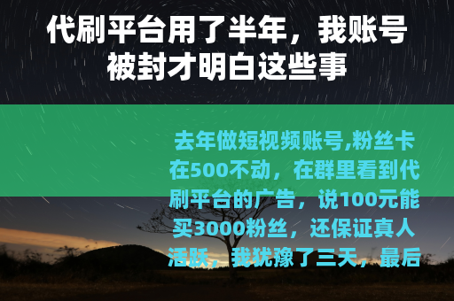 代刷平台用了半年，我账号被封才明白这些事