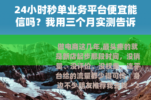 24小时秒单业务平台便宜能信吗？我用三个月实测告诉你真相