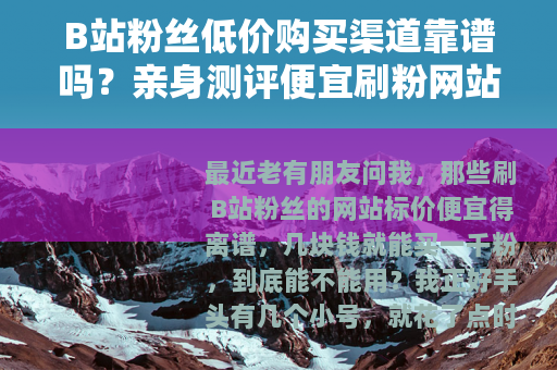 B站粉丝低价购买渠道靠谱吗？亲身测评便宜刷粉网站到底值不值