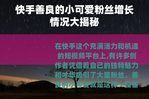 快手善良的小可爱粉丝增长情况大揭秘