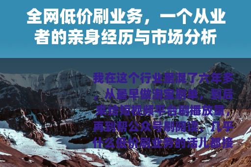 全网低价刷业务,一个从业者的亲身经历与市场分析 全网低价刷业务,一个从业者的亲身经历与市场分析