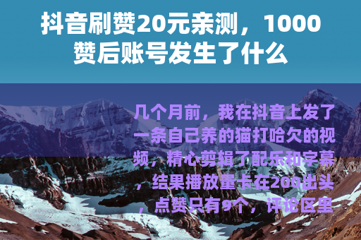 抖音刷赞20元亲测，1000赞后账号发生了什么