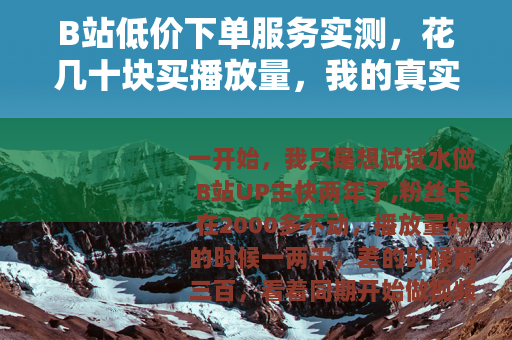 B站低价下单服务实测，花几十块买播放量，我的真实效果与避坑心得