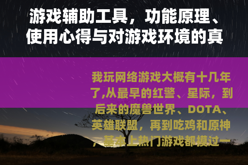 游戏辅助工具，功能原理、使用心得与对游戏环境的真实影响