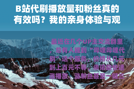 B站代刷播放量和粉丝真的有效吗？我的亲身体验与观察