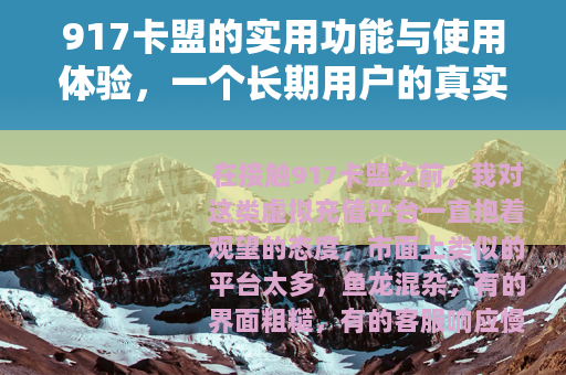 917卡盟的实用功能与使用体验，一个长期用户的真实分享