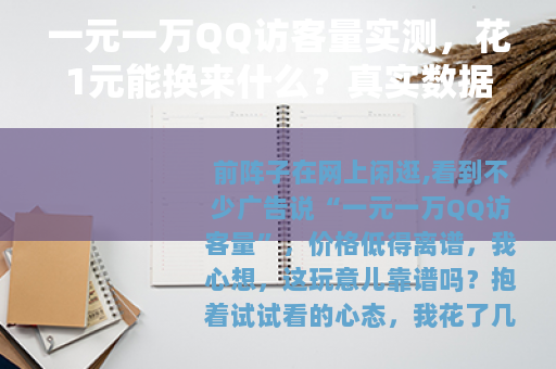 一元一万QQ访客量实测，花1元能换来什么？真实数据分享