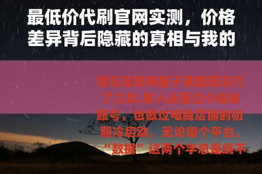最低价代刷官网实测，价格差异背后隐藏的真相与我的真实体验