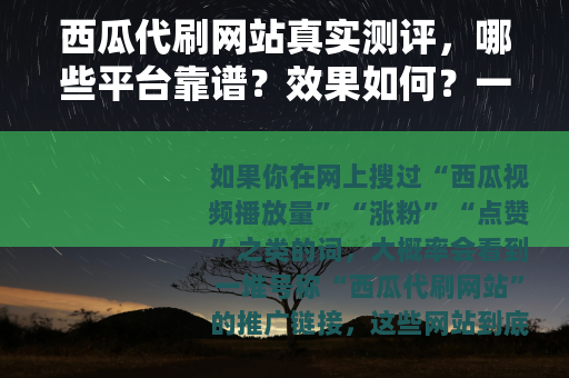 西瓜代刷网站真实测评，哪些平台靠谱？效果如何？一文说清所有细节