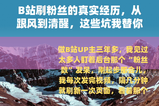 B站刷粉丝的真实经历，从跟风到清醒，这些坑我替你踩过了