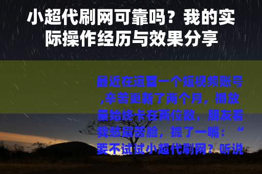 小超代刷网可靠吗？我的实际操作经历与效果分享