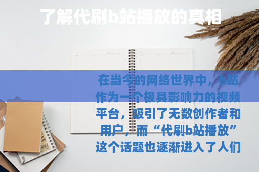 了解代刷b站播放的真相