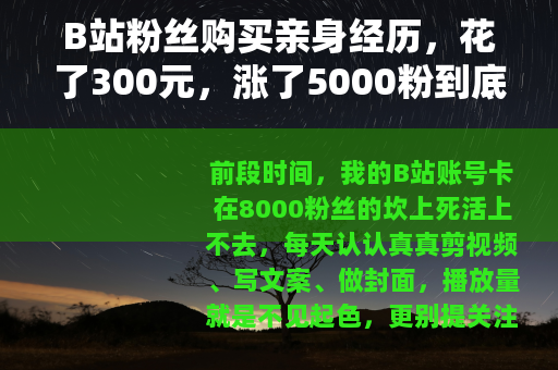 B站粉丝购买亲身经历,花了300元,涨了5000粉到底值不值? B站粉丝购买亲身经历,花了300元,涨了5000粉到底值不值?