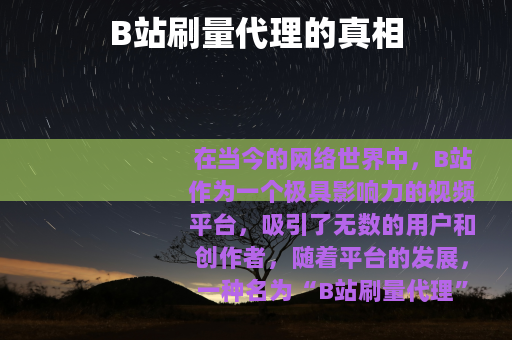B站刷量代理的真相