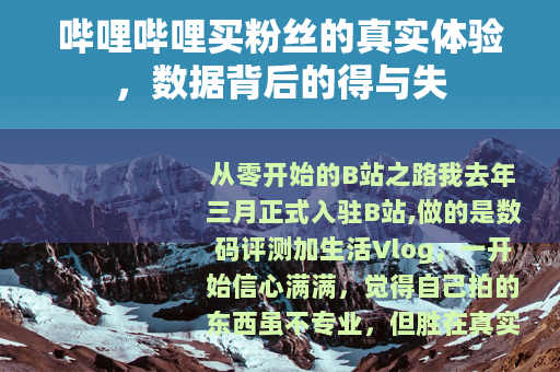 哔哩哔哩买粉丝的真实体验，数据背后的得与失
