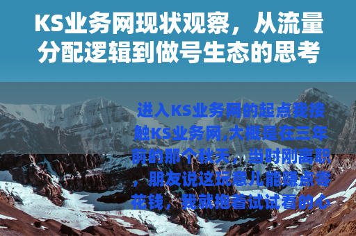 KS业务网现状观察，从流量分配逻辑到做号生态的思考