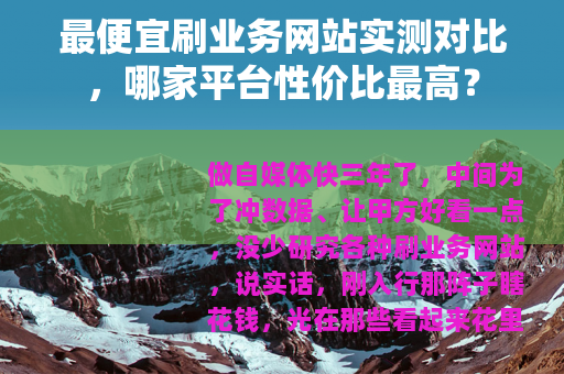 最便宜刷业务网站实测对比，哪家平台性价比最高？