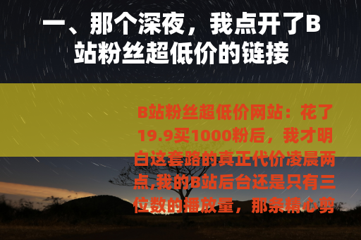 一、那个深夜，我点开了B站粉丝超低价的链接