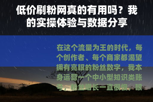 低价刷粉网真的有用吗？我的实操体验与数据分享