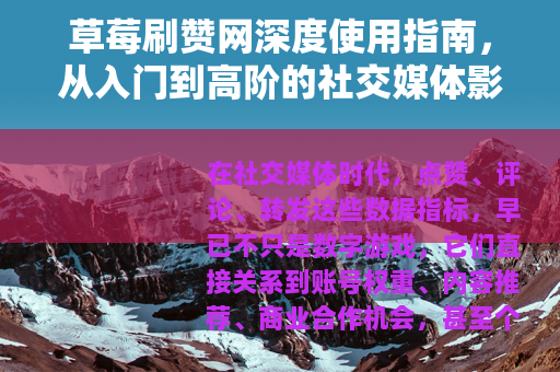 草莓刷赞网深度使用指南，从入门到高阶的社交媒体影响力提升策略
