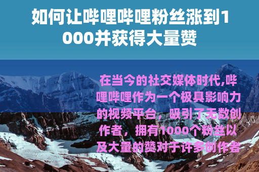 如何让哔哩哔哩粉丝涨到1000并获得大量赞