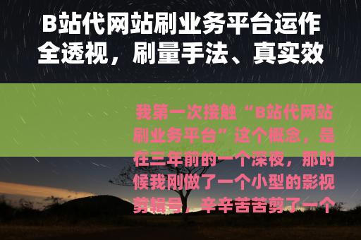 B站代网站刷业务平台运作全透视，刷量手法、真实效果与平台反制