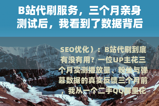 B站代刷服务，三个月亲身测试后，我看到了数据背后的真实逻辑