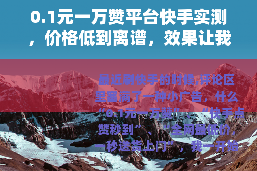 0.1元一万赞平台快手实测，价格低到离谱，效果让我意外