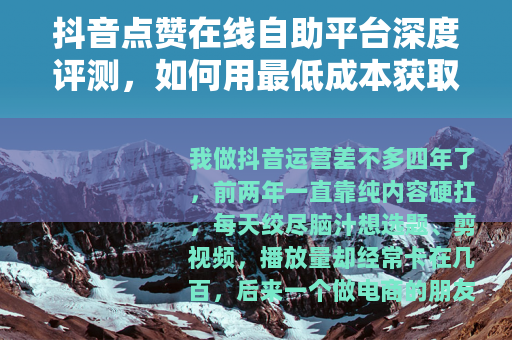 抖音点赞在线自助平台深度评测，如何用最低成本获取真实互动？