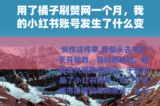用了橘子刷赞网一个月，我的小红书账号发生了什么变化？