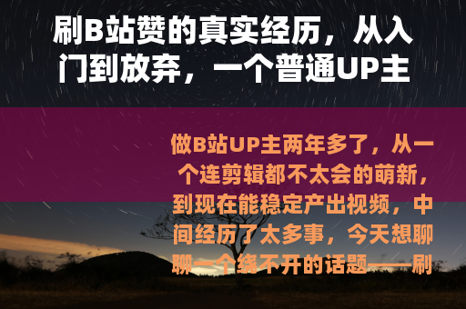 刷B站赞的真实经历，从入门到放弃，一个普通UP主的血泪史