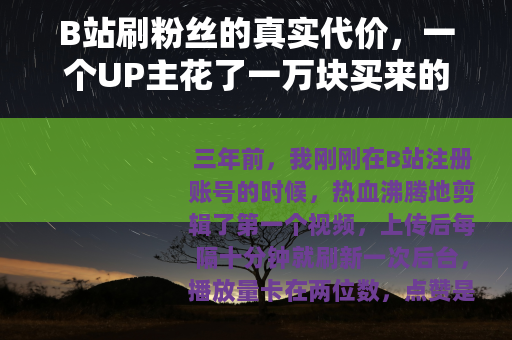 B站刷粉丝的真实代价，一个UP主花了一万块买来的血泪教训
