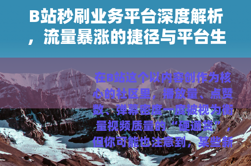 B站秒刷业务平台深度解析，流量暴涨的捷径与平台生态的博弈
