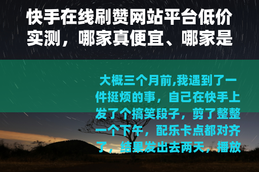 快手在线刷赞网站平台低价实测，哪家真便宜、哪家是空头支票？