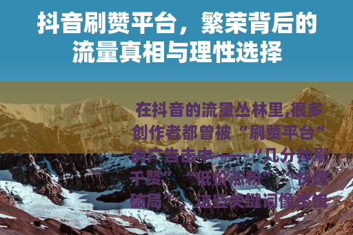 抖音刷赞平台，繁荣背后的流量真相与理性选择