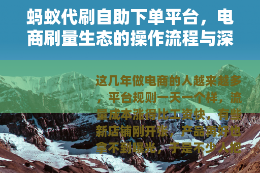 蚂蚁代刷自助下单平台，电商刷量生态的操作流程与深层逻辑