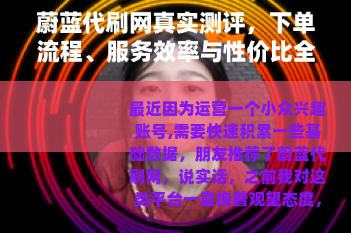 蔚蓝代刷网真实测评，下单流程、服务效率与性价比全面分析