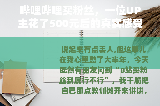 哔哩哔哩买粉丝，一位UP主花了500元后的真实感受