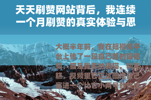 天天刷赞网站背后，我连续一个月刷赞的真实体验与思考