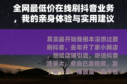 全网最低价在线刷抖音业务，我的亲身体验与实用建议