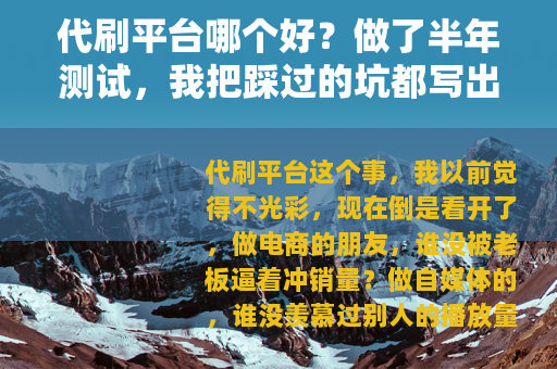 代刷平台哪个好？做了半年测试，我把踩过的坑都写出来
